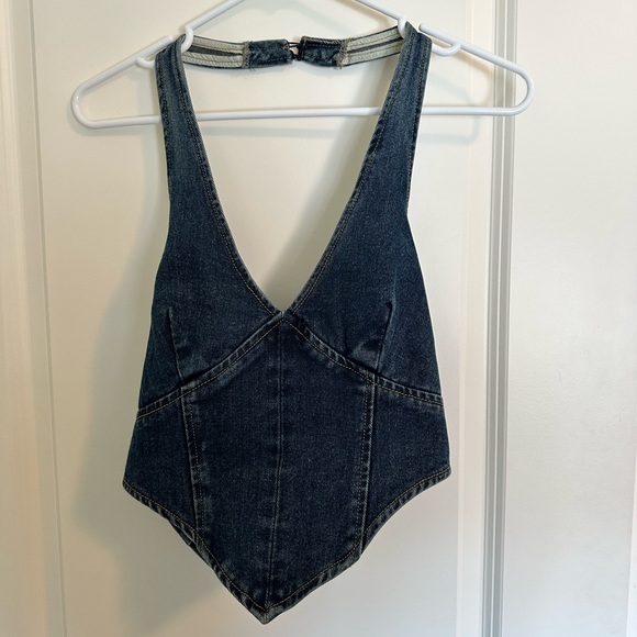 Women’s S Denim Corset Top - Picture 1 of 3